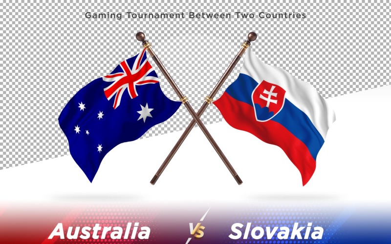 Australien kontra Slovakien Två flaggor
