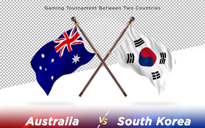 Australien kontra Sydkorea Två flaggor