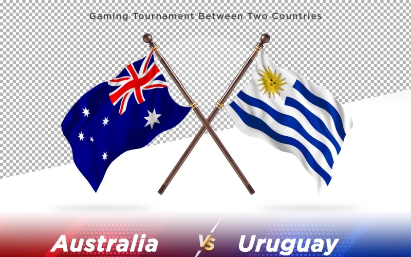 Australien kontra Uruguay två flaggor