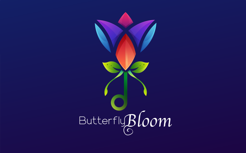 Butterfly Bloom - bezplatná šablona loga s barevnými přechody