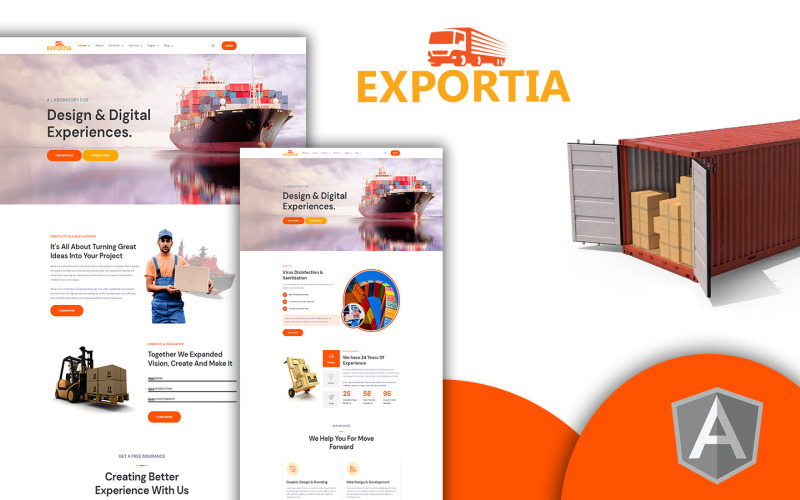 Expotia - Szállítási és logisztikai szögletes sablon