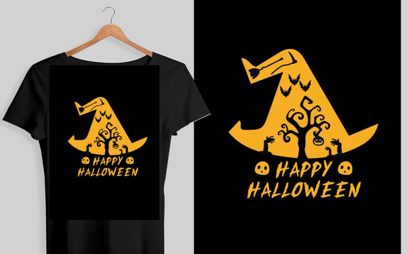 Design de camiseta assustadora de feliz dia das bruxas