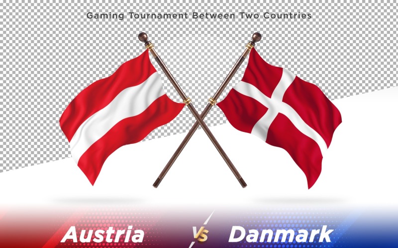 Österrike kontra Danmark Två flaggor