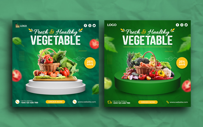 Шаблон оформления публикации в социальных сетях о продаже свежих и здоровых овощей