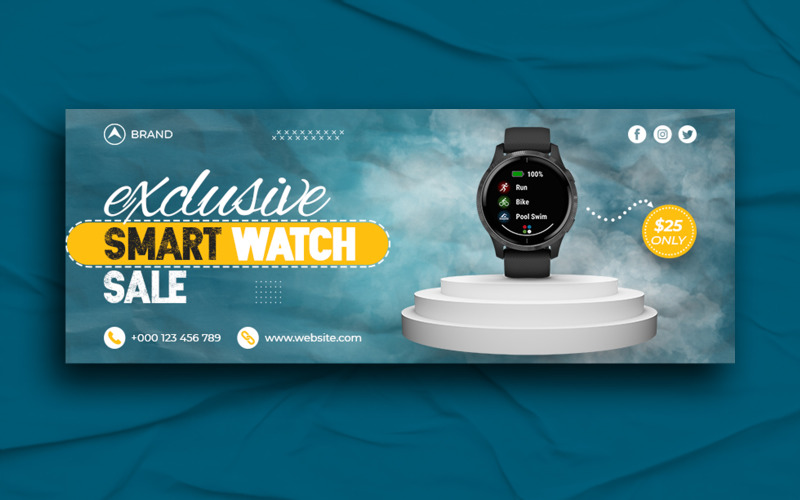 SmartWatch Sale Facebook-omslag of webbanner ontwerpsjabloon