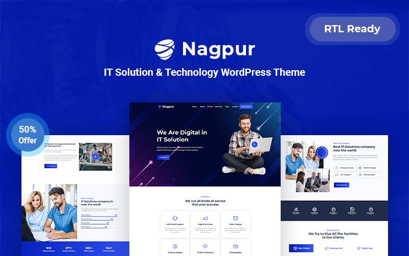 Адаптивная тема WordPress для ИТ-решений и технологий Nagpur