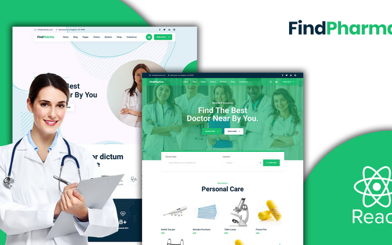 Find-pharma Apteka React Js Szablon strony internetowej