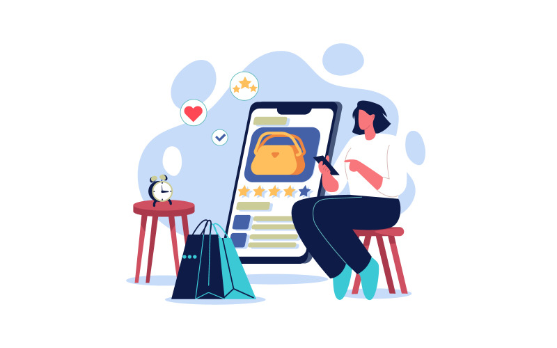 Flickor som handlar från online vektorillustration