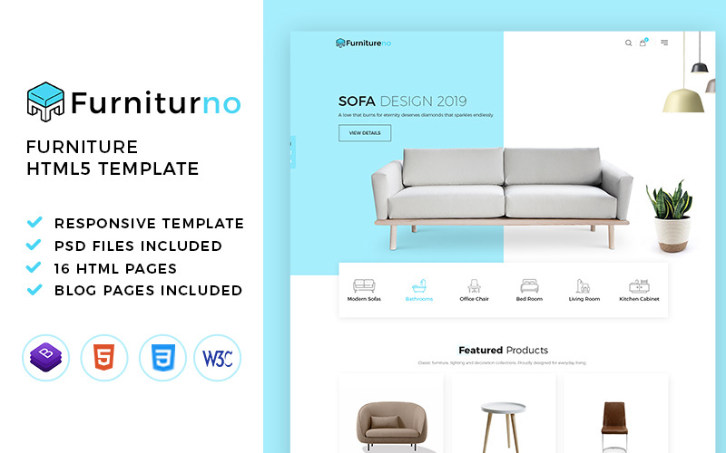 Furnitureno - HTML-шаблон современной электронной коммерции для мебельного магазина