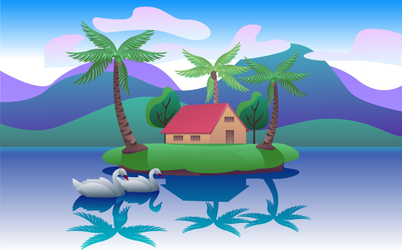 Illustration naturelle, vecteur de concept d'illustration de maison dans la nature