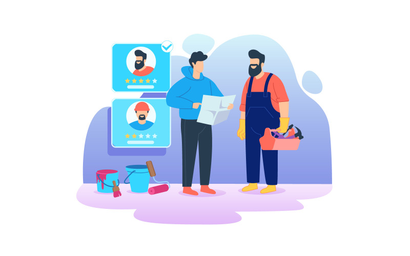 Interiér domu rekonstrukce koncept ilustrace