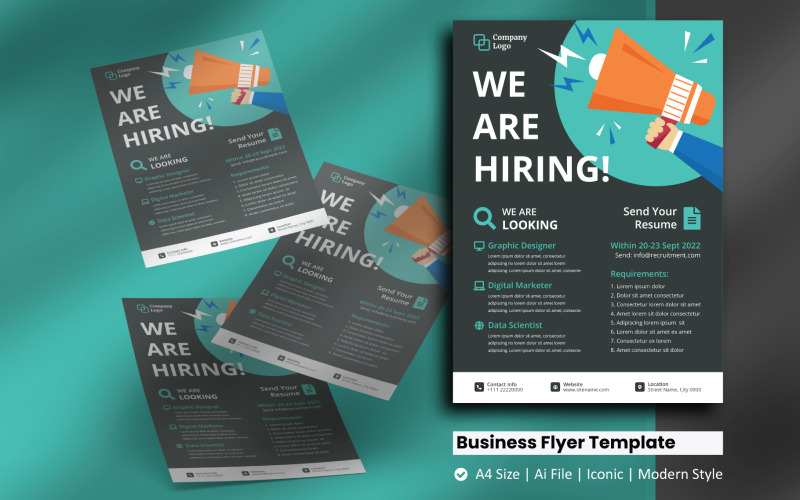 Modèle d'identité d'entreprise Flyer de recrutement créatif