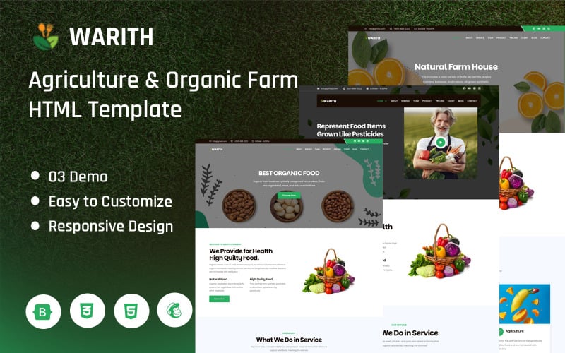Warith - Agriculture & Organic Farm Landing Page Template