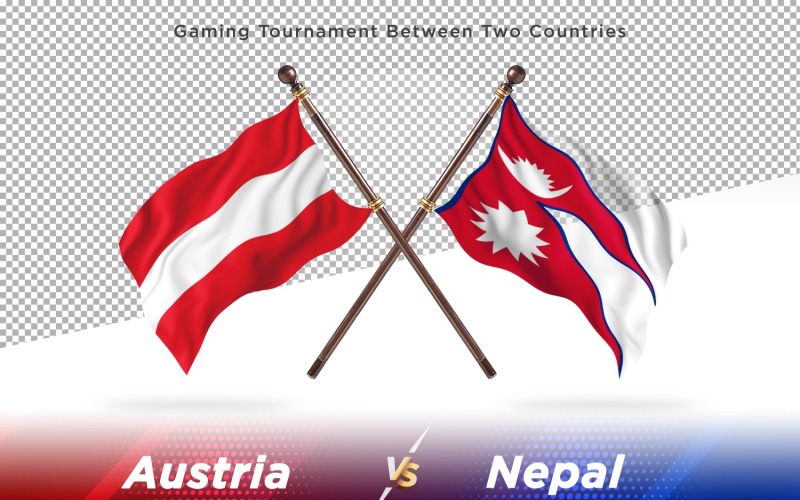 Autriche contre Népal deux drapeaux