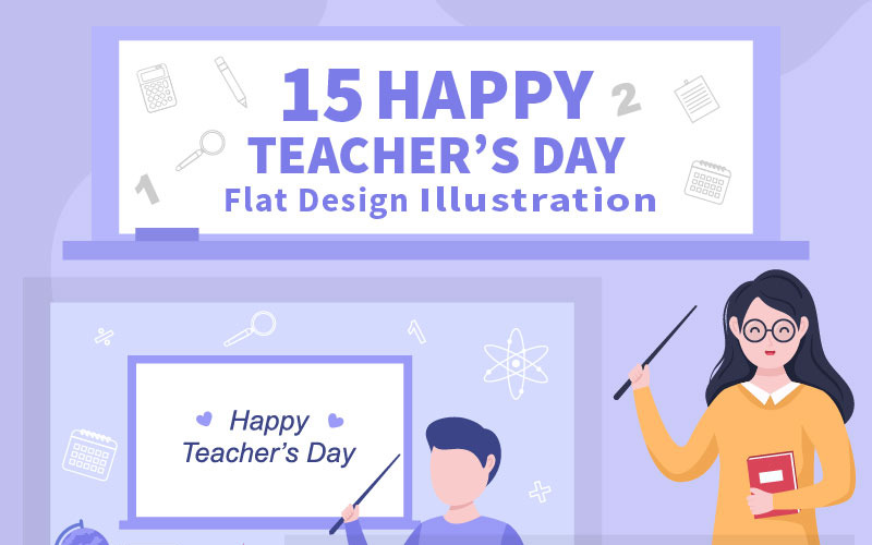 15 Happy Den učitelů pozadí vektorové ilustrace