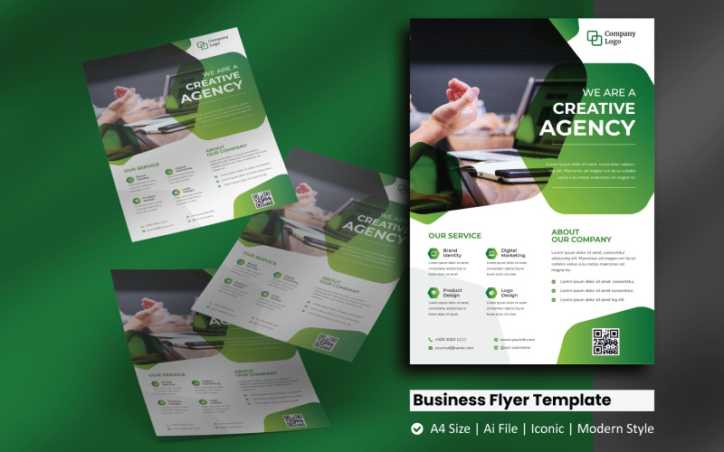 Modelo de identidade corporativa do Hexa Green Business Flyer