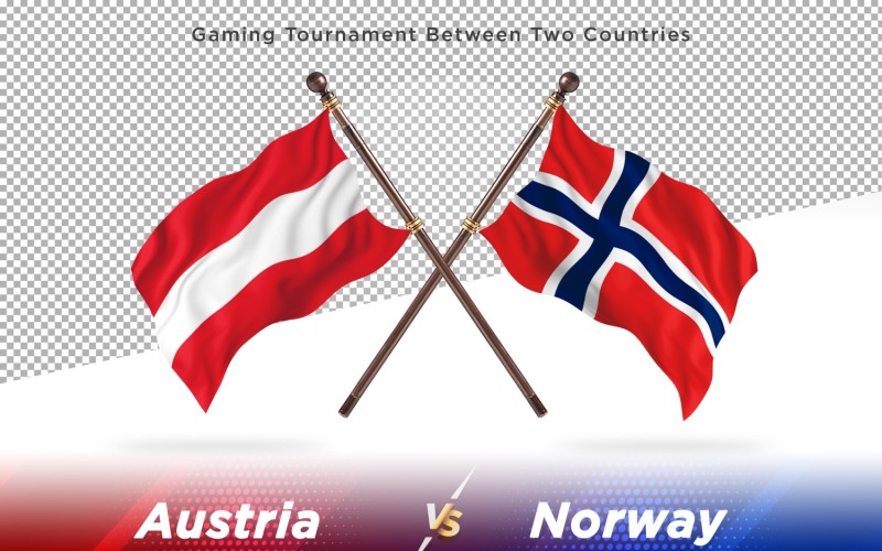 Österrike kontra Norge två flaggor