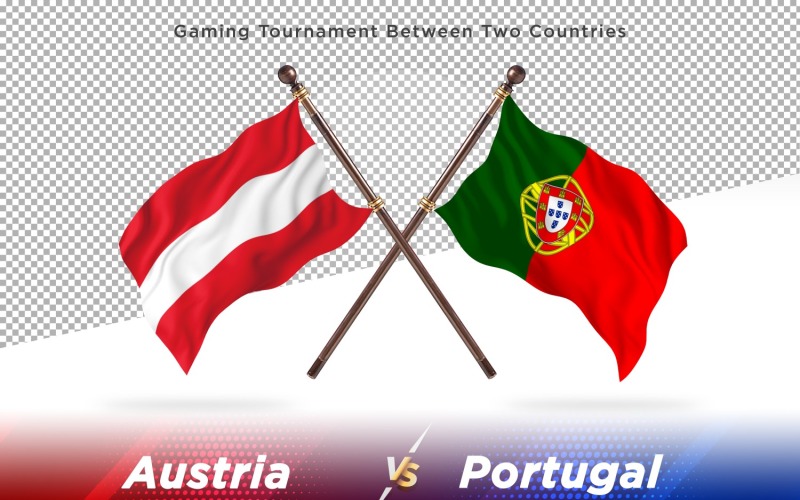 Österrike kontra Portugal Två flaggor
