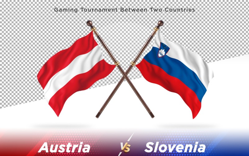 Österrike kontra Slovenien Två flaggor