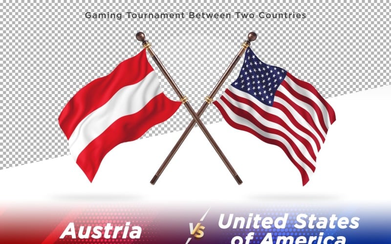 Austria contra Estados Unidos de América dos banderas