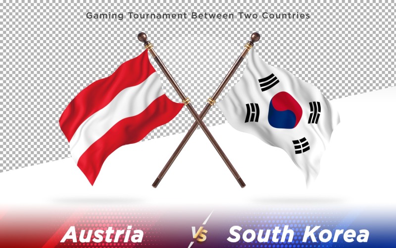 Österrike kontra Sydkorea Två flaggor