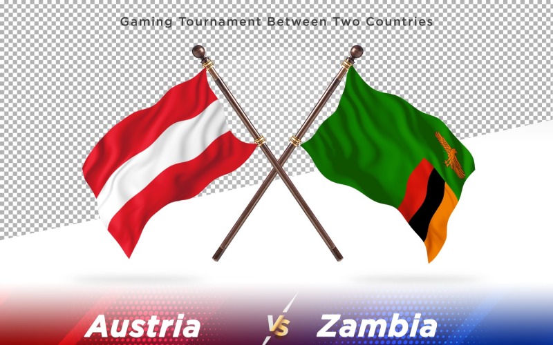 Österrike kontra Zambia två flaggor
