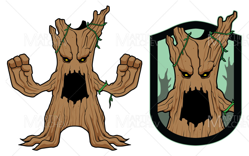 Arbre fantastique sur l'illustration vectorielle de caractère