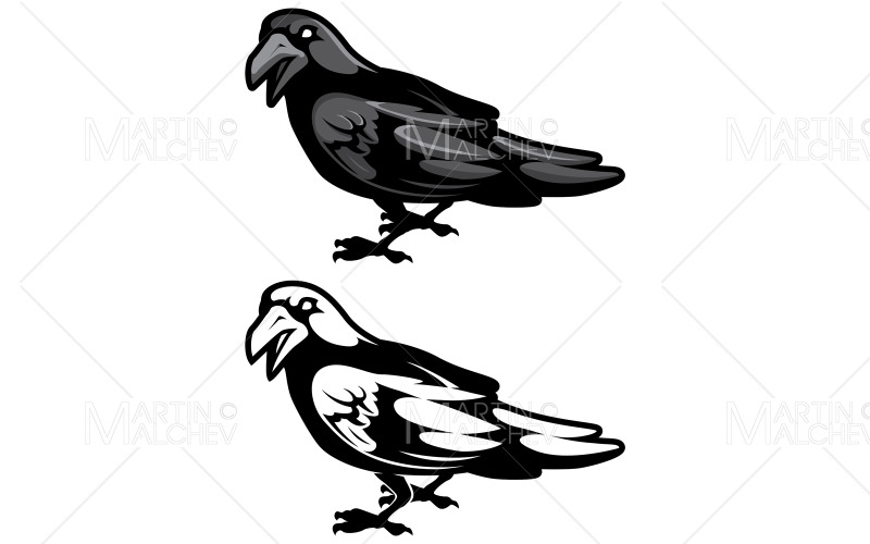 Black Raven Symbol Vector Illustration