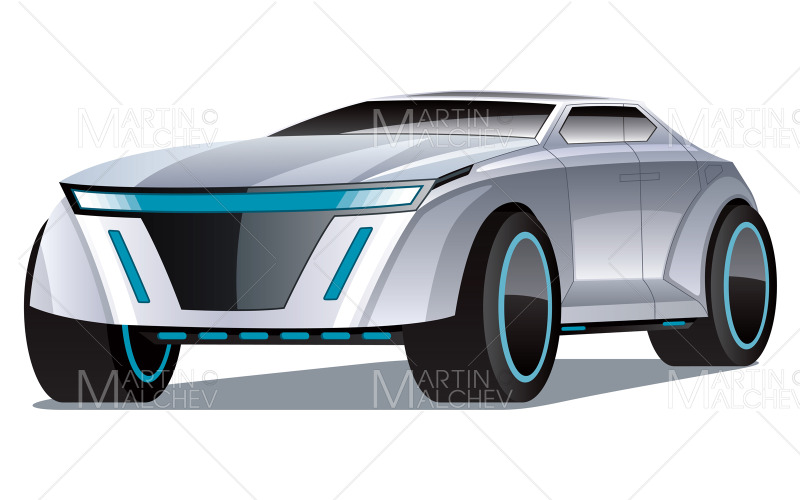 电动汽车 SUV 概念 矢量插图