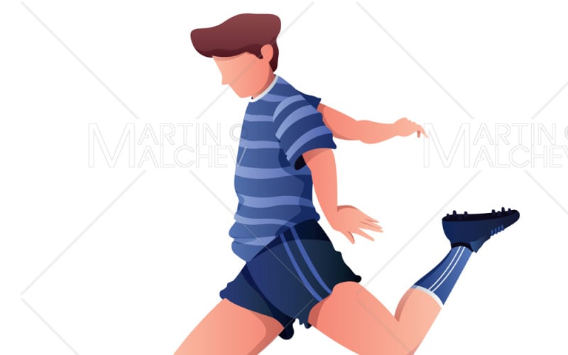 Fußballspieler, der Ball-Vektor-Illustration tritt