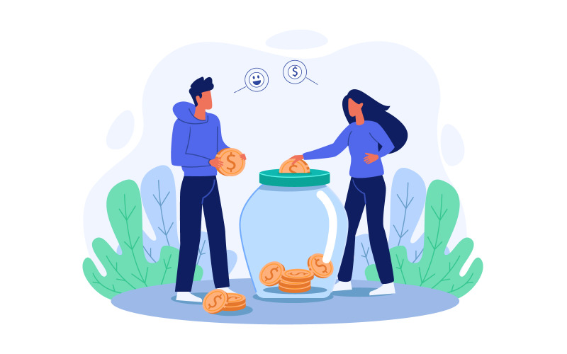 Ilustración de concepto de vector de ahorro de dinero