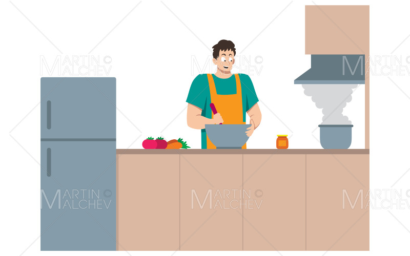 Koken Man Chef Vector Illustratie