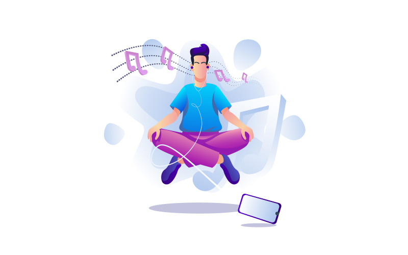 Méditation avec le concept de vecteur d'illustration musicale