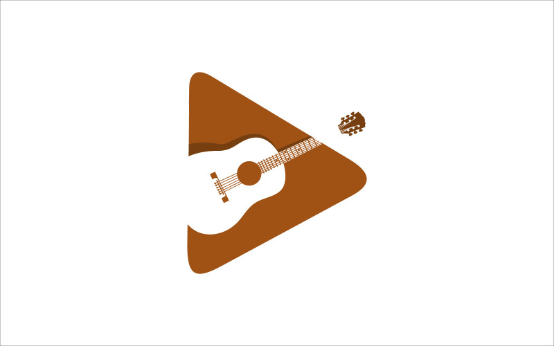 Akoestische gitaar spelen knop vector logo symbool sjabloon