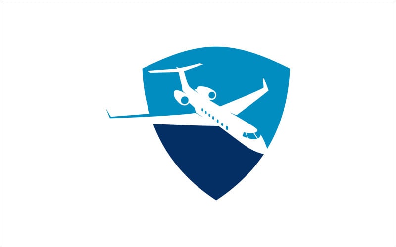 Plantilla de símbolo de logotipo de vector de escudo de avión