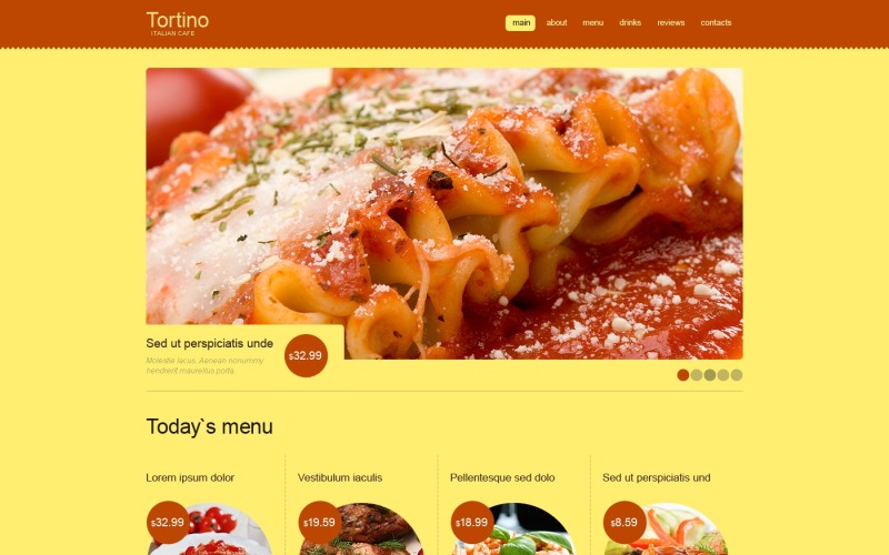 Gratis italiensk restaurang WordPress -tema och webbplatsmall för webbplatsen