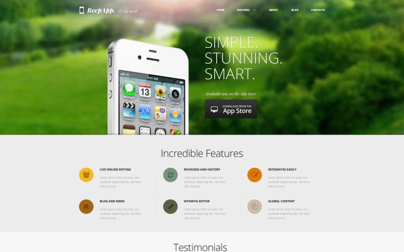 Plantilla de sitio web y tema de WordPress para aplicaciones de iPhone gratis