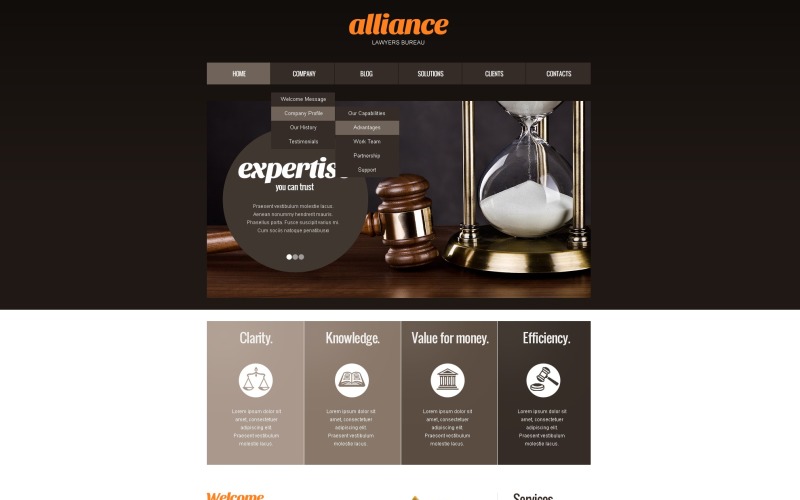 Бесплатная тема и шаблон WordPress для веб-сайта Lawyer's Office
