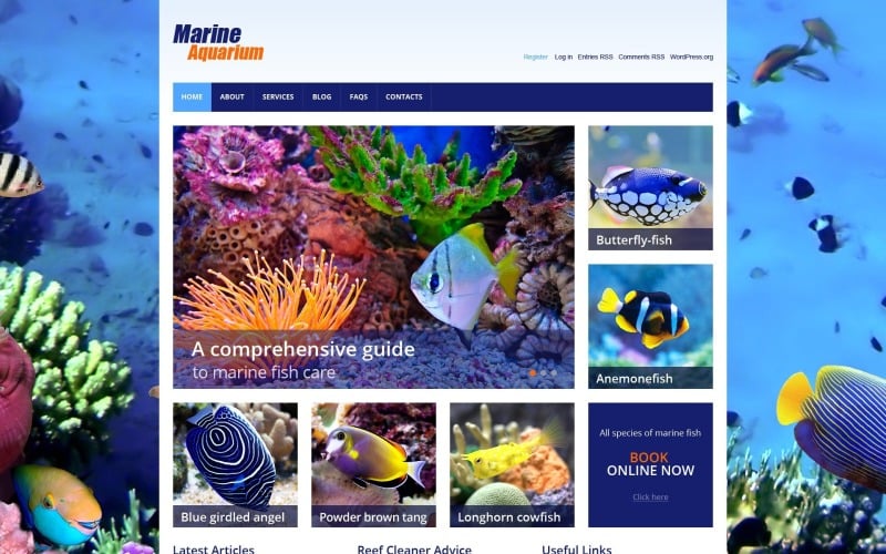 Diseño WordPress gratuito para acuarios marinos