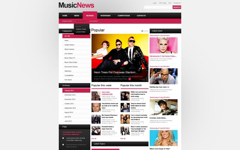 Free Music Portal WordPress Template