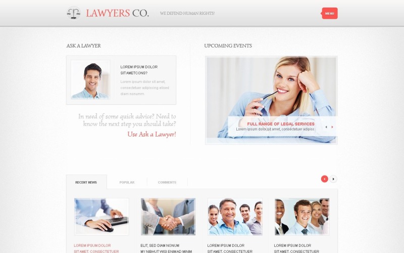 Gratis juridiskt företag WordPress webbplats tema och mall