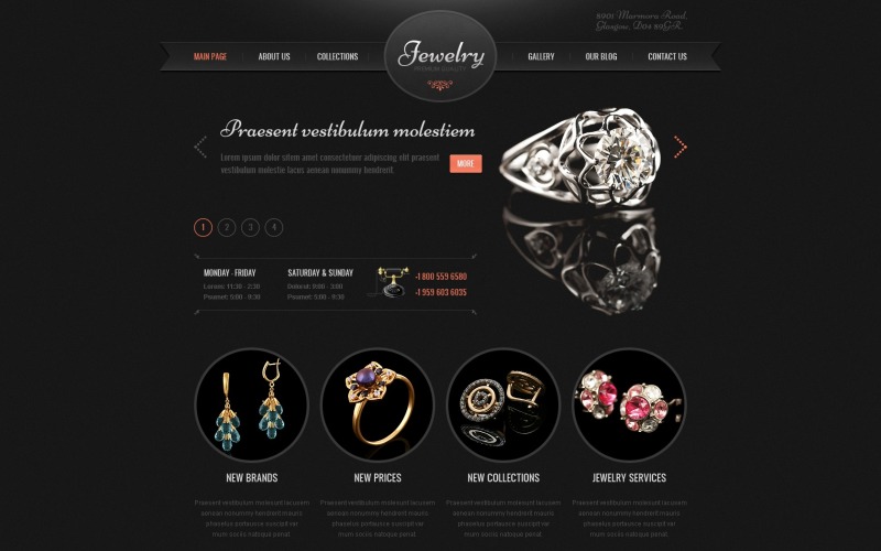 Gratis smycken WordPress webbplats layout och mall