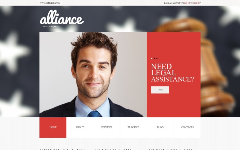 Ingyenes ügyvédi iroda WordPress webhely elrendezése és sablonja