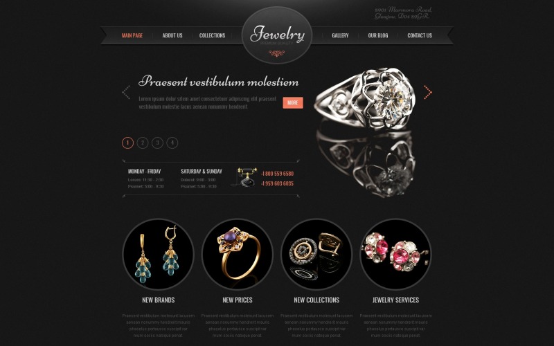 Kostenloses WordPress-Website-Layout und -Vorlage für Schmuck