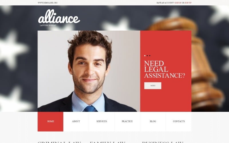 Layout e modelo de site de WordPress para escritório de advocacia grátis