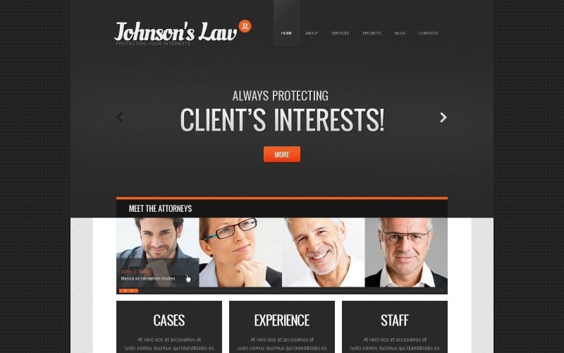 Mise en page et modèle de site Web WordPress du cabinet d'avocats gratuit