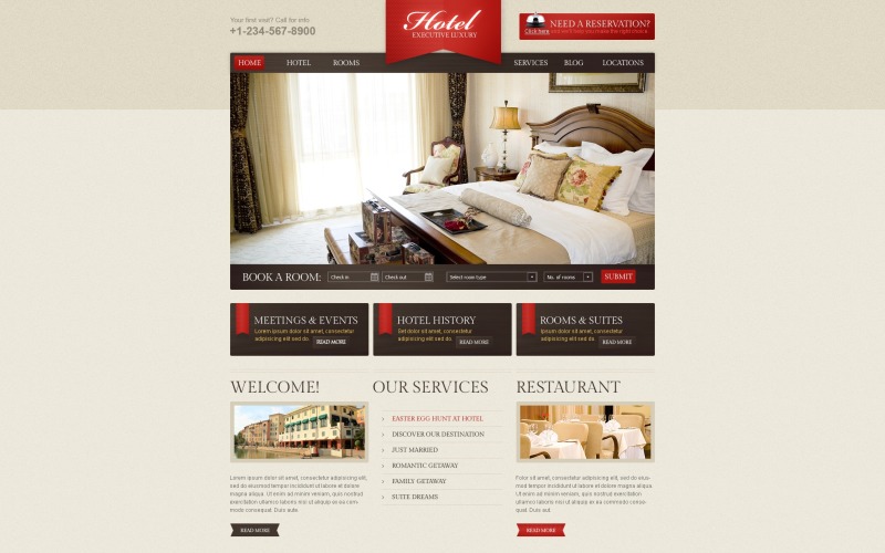 Modelo de WordPress de hotel de luxo gratuito