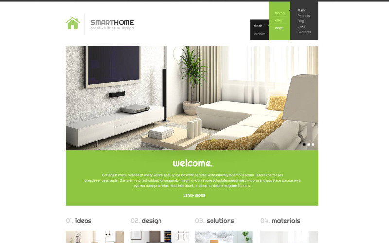 Plantilla WordPress gratuita para diseño de interiores moderno