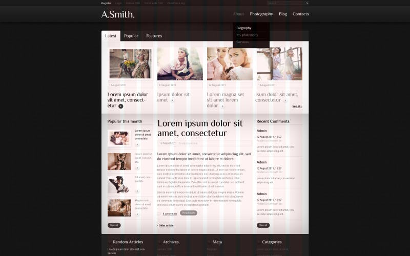 Diseño de WordPress de portafolio personal de fotógrafo gratuito