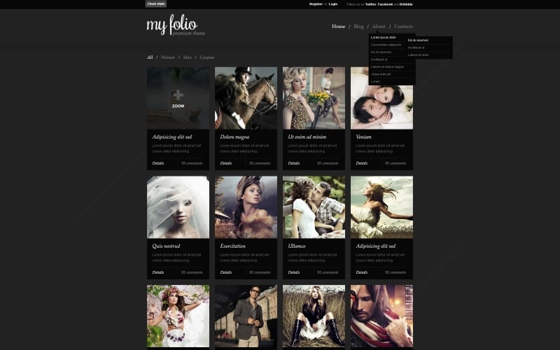 Free Modern Photographer Portfolio WordPress Template